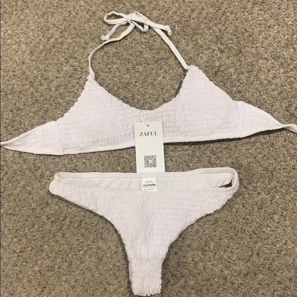 NWT zaful smocked white bikini